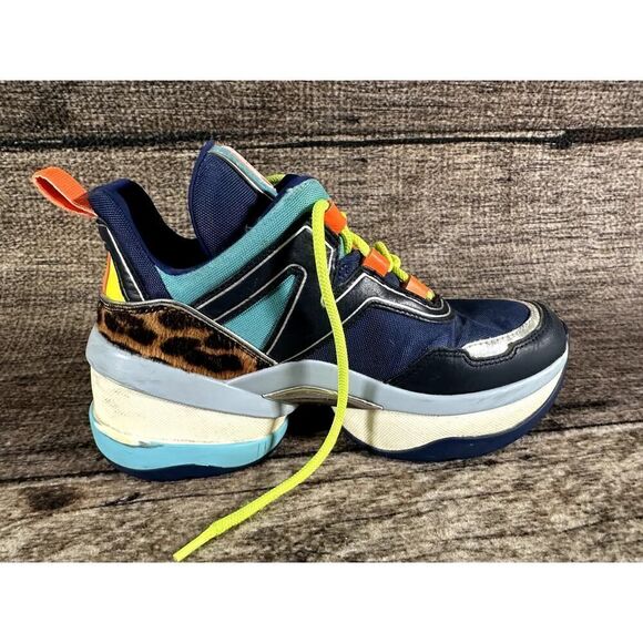 Michael Kors Womens Olympia Sig Semi Lux Trainer Sneakers Multi Color Sz 7 - Picture 7 of 10